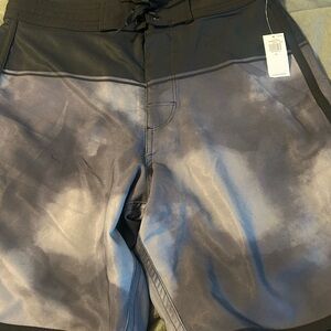 Old Navy Black and Gray Board Shorts with Adjustable Waistband